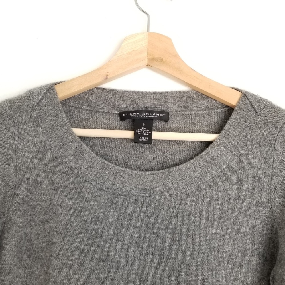 Elena Solano 100% 2-PLY Cashmere Gray Sweater Sm - Picture 4 of 6